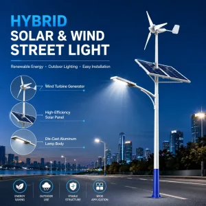 Outdoor Energy Saving Charge IP65 Hybrid Wind Turbine with Solar LED Road Street Light and LiFePO4 Battery