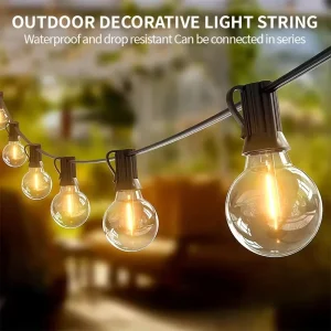 Outdoor G40 E12 PVC IP65 Rated 220V Light 25ft 25bulb Christmas Tree Party Wedding Decorative String Lights 1-year Warranty