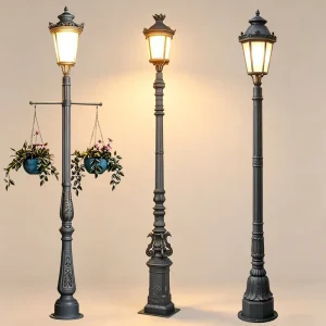 Outdoor Garden Courtyard Lights Classic European Waterproof Antique Street Lights 3500K Warm White IP65 Rated Aluminum Lamp