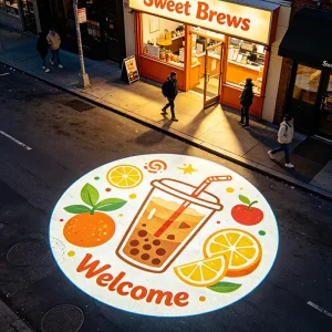 Outdoor HD Gobo Projector LED Advertising Lights with IP67 Rating High CRI 90 for Commercial Storefront Sidewalk Projection