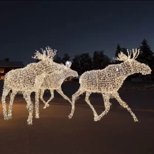 Outdoor Holiday Commercial Displays Lighted Extra Large 3D Christmas LED Moose Light Sculpture for Festival Zoo Light Show