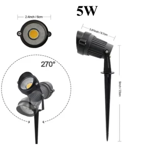 Outdoor IP65 Aluminum AC 220V Dimmable Floodlight Landscaping Spot Spike Light LED Garden Spotlight