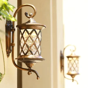 Outdoor IP65 Waterproof LED Wall Lamp Brushed Antique Brass Aluminum Vintage Decorative 3500K Warm White 2-Year Warranty
