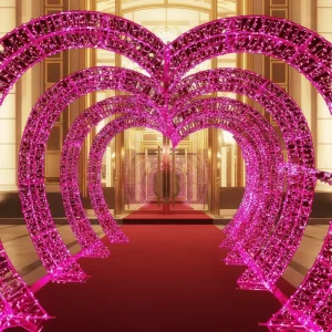 Outdoor IP65 Waterproof Large 3D LED Heart Archway Light Christmas Street Landscape Holiday Decoration Display Event