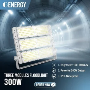 Outdoor IP66 Waterproof Lighting Three Modules 300W LED Flood Light ETL CE Projector 100-277V Industrial Commercial Lights