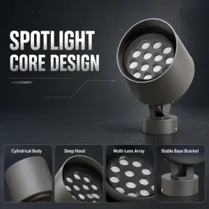 Outdoor IP67 High Bright LED Spot Flood Light 180 Anti glare 360 Rotation Bracket for Landscape Building Facade Lighting