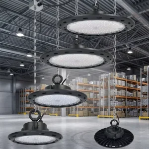 Outdoor Industrial Aluminum UFO Highbay Light 100W ETL SAA Certified IP65 5000K CRI85 12000-36000LM 5-Year Warranty Workshop