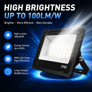 Outdoor LED Flood Light 50W 100W 200W IP66 6500K Warm White for Garage Construction Site Commercial Lighting