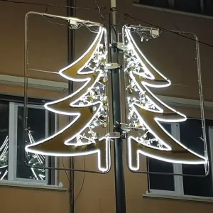 Outdoor LED Pole Motif Light Christmas Street Decoration Waterproof IP65 Commercial Festival Star Snowflake Display