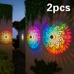 Outdoor LED Solar Fence and Wall Light Metal Mandala Decorative Lamp for Garden Lawn Corridor Porch Waterproof