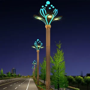 Outdoor Lighting LED Chinese Style Magnolia Lamp 5m 8m 10m 12m High Pole Municipal Road Landscape Projects Street Lighting