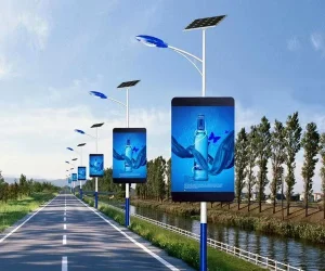 Outdoor P4-P8 IP65 Full Color Waterproof High Brightness Advertising Smart Street Light Pole LED Displays Wireless Control