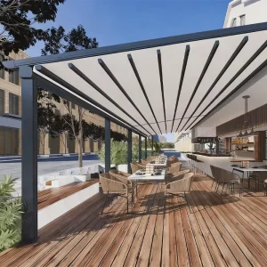 Outdoor Patio PVC Fabric Cover Gazebo Electric Roof Awning Motorized Waterproof Retractable Pergola