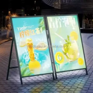 Outdoor Portable Floor Standing Light Box Illuminated Advertising Stand LED Adjustable Board Shining Sign Frame Poster