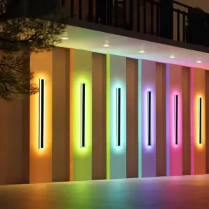 Outdoor RGB AC85-265V Linear Strip Wall Lamp 30cm-240cm Iron Acrylic Modern Waterproof IP65 LED Wall Light Hotel Garden