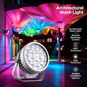 Outdoor RGBW LED Landscape Wash Light Rotatable Bracket Remote Electronic Control IP65 Waterproof Building Facade Flood Lighting