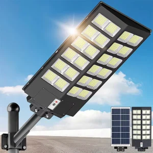 Outdoor Solar Highway Street Light IP67 Waterproof LED Road Lighting with Remote Control Battery Powered Pole Stake