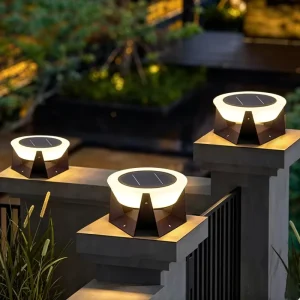Outdoor Solar LED Garden Pillar Lamp IP65 Stainless Steel Waterproof for Villa Gate Lawn Courtyard and Garden Pillar