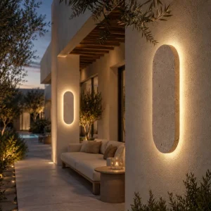Outdoor Stone Wall Light LED Travertine Garden Pathway Sconce Waterproof for Villa Hotel Landscape