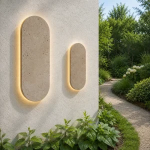 Outdoor Travertine Wall Light Modern Exterior Waterproof IP54 Stone Sconce for Villa Garden Hotel
