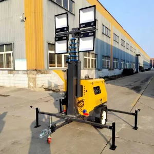 Outdoor Use 7m Mobile Lighting Tower Diesel Generator 4x400W LED Trailer Mounted Portable Light Tower