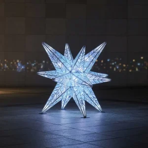 Outdoor Waterproof 3D Giant Star LED Motif Light Custom Size Christmas Landscape Lighting for Commercial Mall Event Display