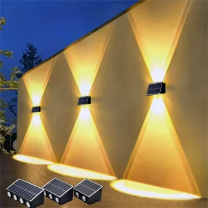 Outdoor Waterproof 4 6 8 10 Led Wall Fence Mounted Solar Lights Auto On at Night Lasting Over 10 Hours