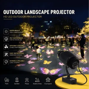 Outdoor Waterproof Dynamic LED Projection Advertising Lights Moving Fish Flower Petal Effects for Garden Landscape Home Decor