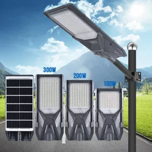 Outdoor Waterproof IP66 SMD Garden Lighting ABS 100w 200w 300w Integrated All in One Led Solar Street Light