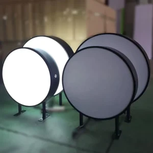 Outdoor Waterproof Iron Art Light Box Wall Mounted Nail LED Acrylic Double Sided Advertising Sign Oval Custom Commercial