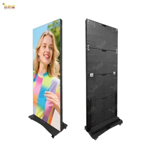 P2.5 P3 P4 Portable TV Floor Standing Indoor Movable Foldable Kiosk Totem Advertising Screen LED Poster Display Outdoor