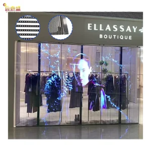 P3.91 Ultra Transparent LED Screen for Outdoor Advertising IP65 for Glass Window Wall Shows Animation Graphics