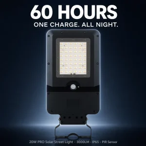 PRO Solar Street Light 20W 3000lm PIR Motion Sensor 3CCT Dusk to Dawn IP65 Campus Parking Lot Lamp 3 Years Warranty