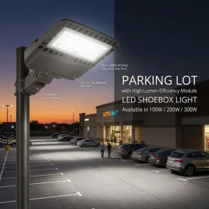 Parking Lot IP65 IP66 High Lumen Efficiency Module Street Lamp 100W 200W 300W LED Shoebox Light