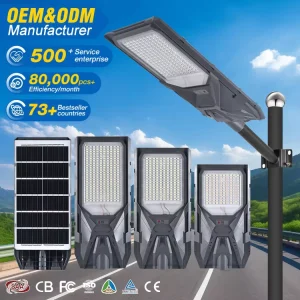 Parking Lot Lighting Waterproof IP66 Outdoor ABS 100W 200W 300W SMD Integrated All in One LED Solar Streetlight