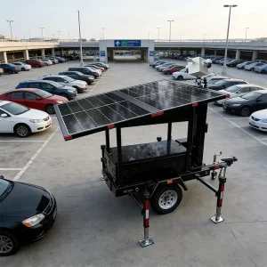 Parking Lot Monitoring Solar Panels Camera Security Trailer Monocrystalline Silicon Solar Panels IP65 Waterproof 40A MPPT