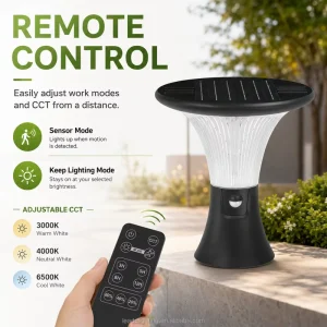 Patented IP65 Waterproof 3 CCT Solar Garden Light Outdoor Pathway Driveway Patio Lawn Bollard Pillar Decor