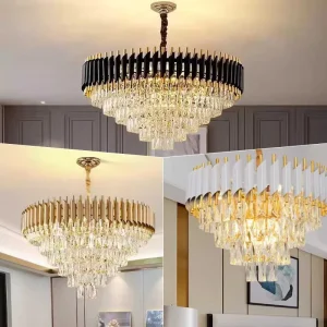 Pendant Lights LED Home Modern Crystal Chandeliers Black Gold Round Indoor Luxury Ceiling Chandelier