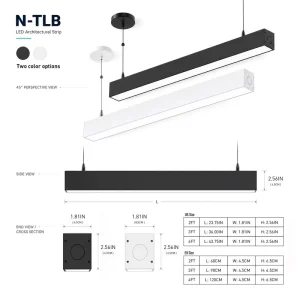Pendant Linear Light 130lm W CCT Power Selectable ETL DLC 5.1 for Healthcare Corridor Lighting