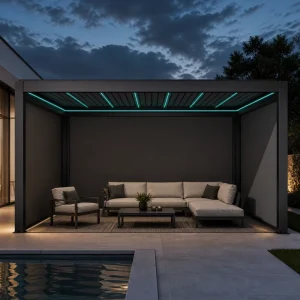 Pergola Aluminium Outdoor Adjustable Louvered Roof Aluminum Frame Waterproof Drainage Garden Terrace
