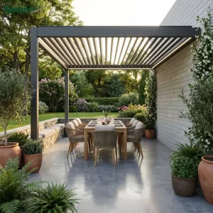 Pergola Kit Style Aluminum Louvered Roof Gazebo Waterproof Metal Pavilion for DIY Backyard Transformation Projects