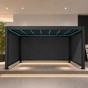 Pergola Outdoor Aluminum Powder Coated Frame Motorized Louvered Roof System Patio Backyard Villa