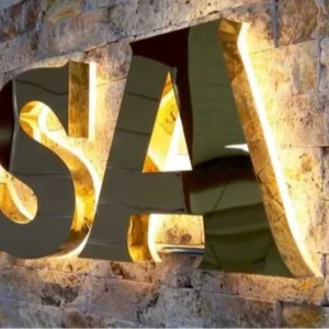 Personalized 3D Illuminated Metal Signage Outdoor Chrome LED Backlit Characters for Indoor Use