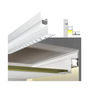 Plaster in Recessed Low Glare LED Aluminum Channel Regressed Cover Drywall Profile for Ceiling to Wall Transition Lighting