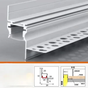 Plasterboard Drywall Led Channel Diffuser for Ceiling Wall Decoration Lighting Extrusion Aluminum Profile 3m