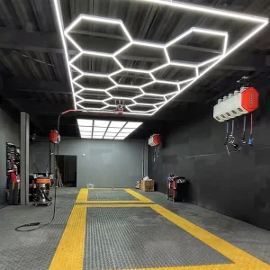 Plastic Garage Honeycomb Light Hexagonal LED Ceiling Light Hanging for Auto Garage