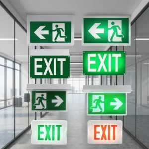 Plastic LED Exit Light Sign Emergency Lighting Cold White Battery 3 Hours Backup IP20 Rated