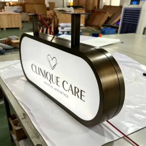 Polished 304 Light Box Projecting Sign Double Sided Advertising Sign Billboard Hanging Light Box