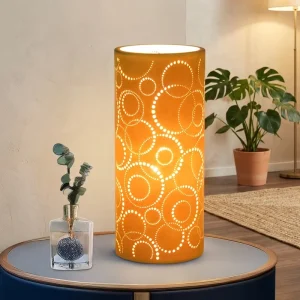 Porcelain Hollow Out Decorative Cylinder Type Desk Lamp Handmade Table Lamp for Home Hotel Decoration