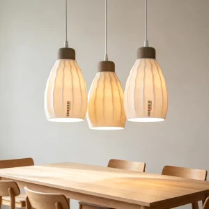 Porcelain Nordic Stylish Modern Chandelier Light 3 Pcs Pendant Lights with Wireless Control Warm White for Home Office